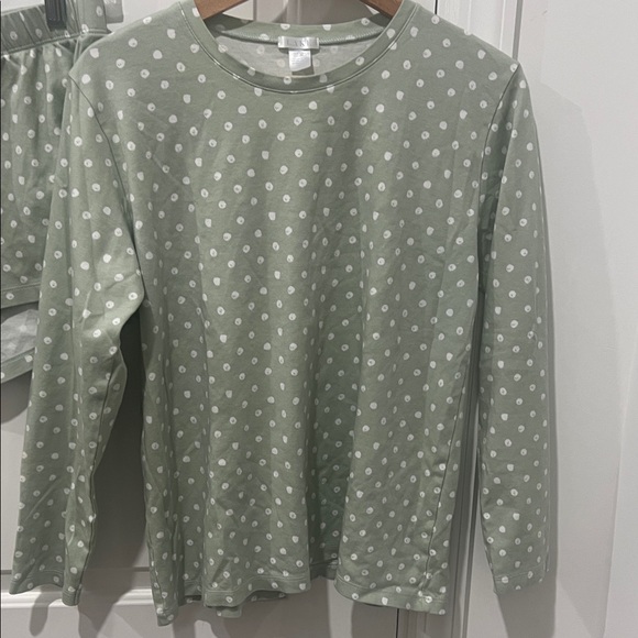 LAKE Women's Green & White Polka Dot 100% Pima Cotton Pajama Set Size Large - Picture 2 of 5